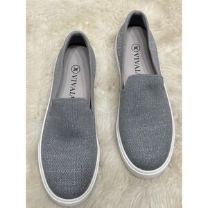 Vivaia Round-toe Slip-On Sneakers EU 41 US 10 Recycled Gray Silver Sparkle Shoes